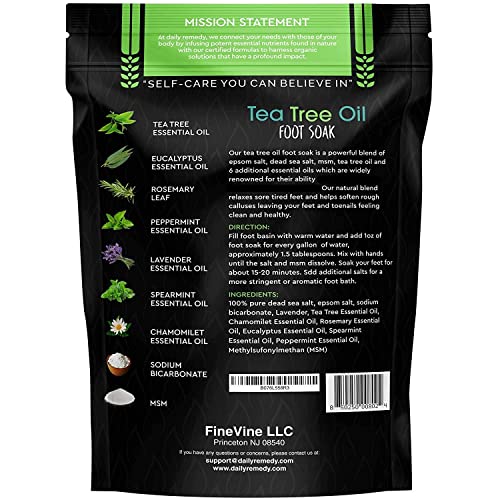 Tea Tree Oil Foot Soak for Athletes Foot, Toenail Fungus, Foot Odor and Foot Callus 16 oz