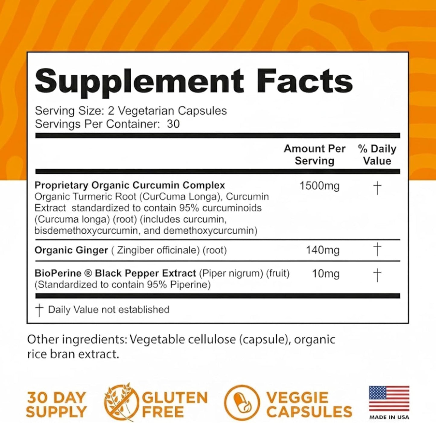 
                  
                    Turmeric Curcumin with BioPerine Black Pepper and Ginger - 60 Vegetarian Capsules for Advanced Absorption, Joints Support
                  
                