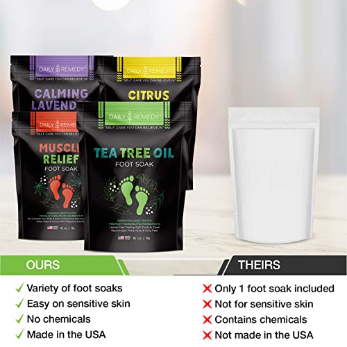 
                  
                    Epsom Salt Foot Soak Set - Variety Pack of 4 - Tea Tree Oil, Citrus Detox, Calming Lavender, Muscle Relief
                  
                