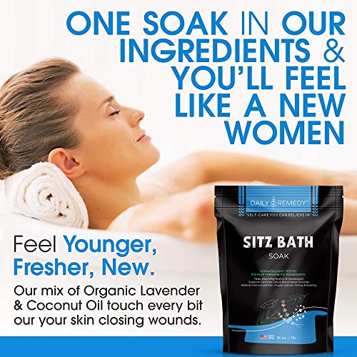 All Natural Sitz Bath Soak with Epsom Salt - Made in USA - for Postpartum Care, Hemorrhoid Treatment, Fissure Treatment & Yoni Steam 16 oz