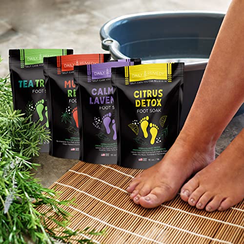 
                  
                    Epsom Salt Foot Soak Set - Variety Pack of 4 - Tea Tree Oil, Citrus Detox, Calming Lavender, Muscle Relief
                  
                