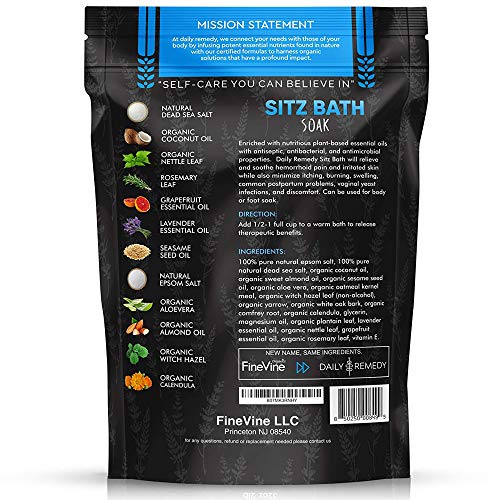 All Natural Sitz Bath Soak with Epsom Salt - Made in USA - for Postpartum Care, Hemorrhoid Treatment, Fissure Treatment & Yoni Steam 16 oz
