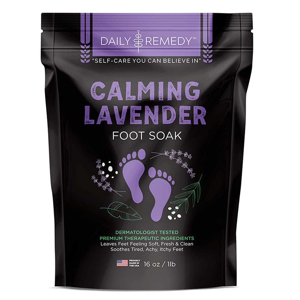 Calming Lavender Foot Soak - for Athlete’s Foot, Tired Achy Feet, Pedicure & Smelly Foot Odor 16 oz