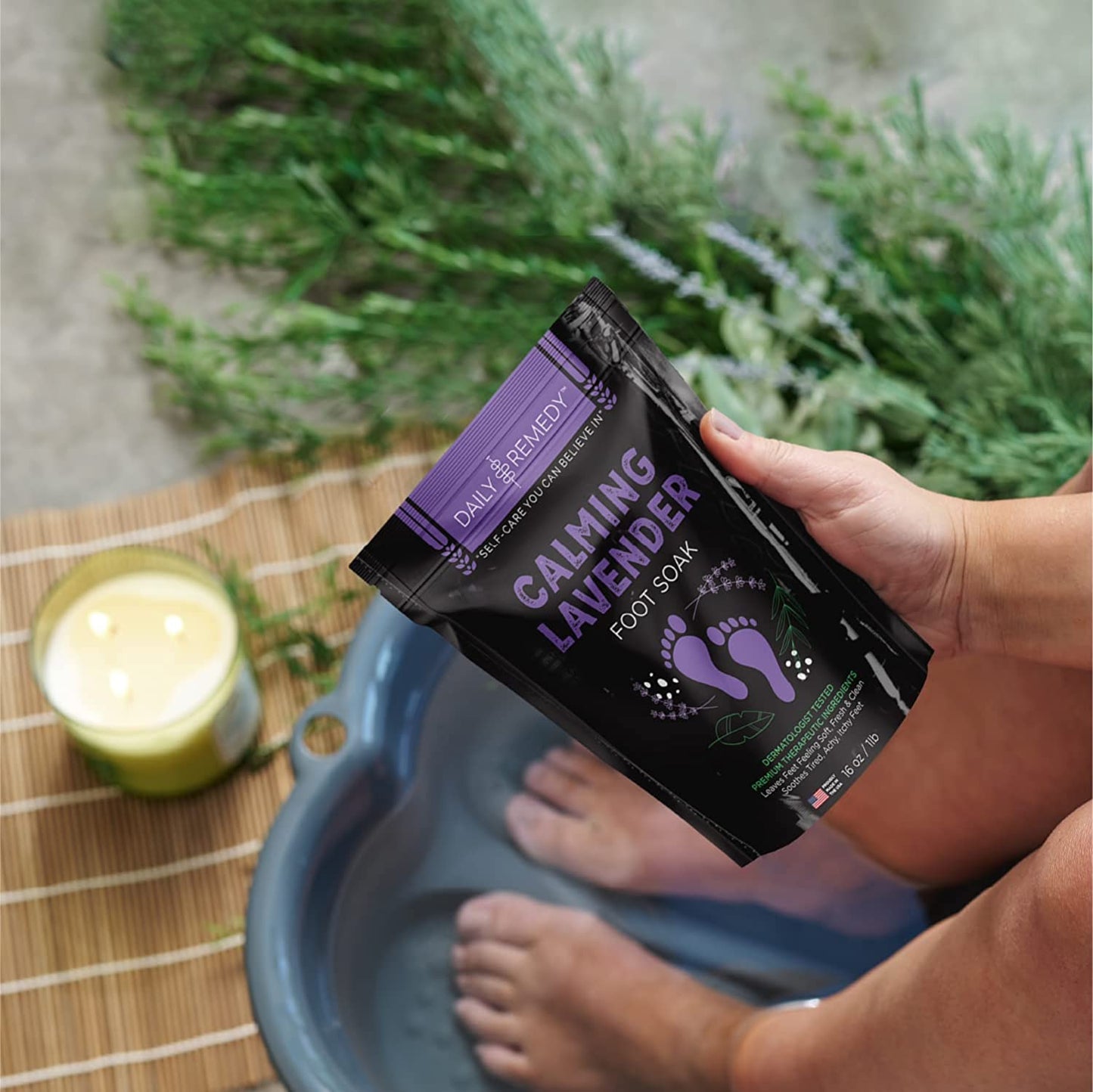 
                  
                    Calming Lavender Foot Soak - for Athlete’s Foot, Tired Achy Feet, Pedicure & Smelly Foot Odor 16 oz
                  
                